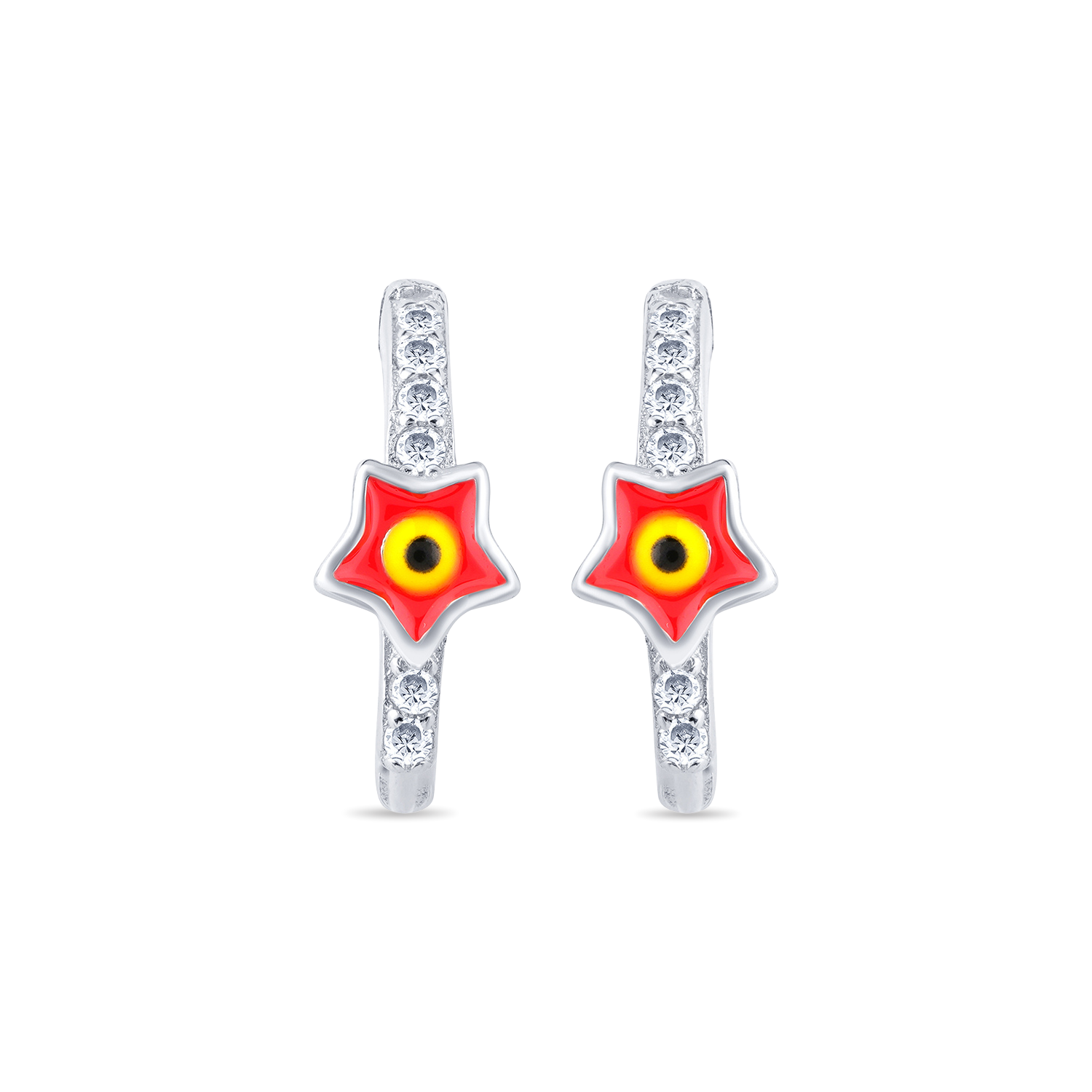Evil Eye Star Bali Earring with Cubic Zirconia