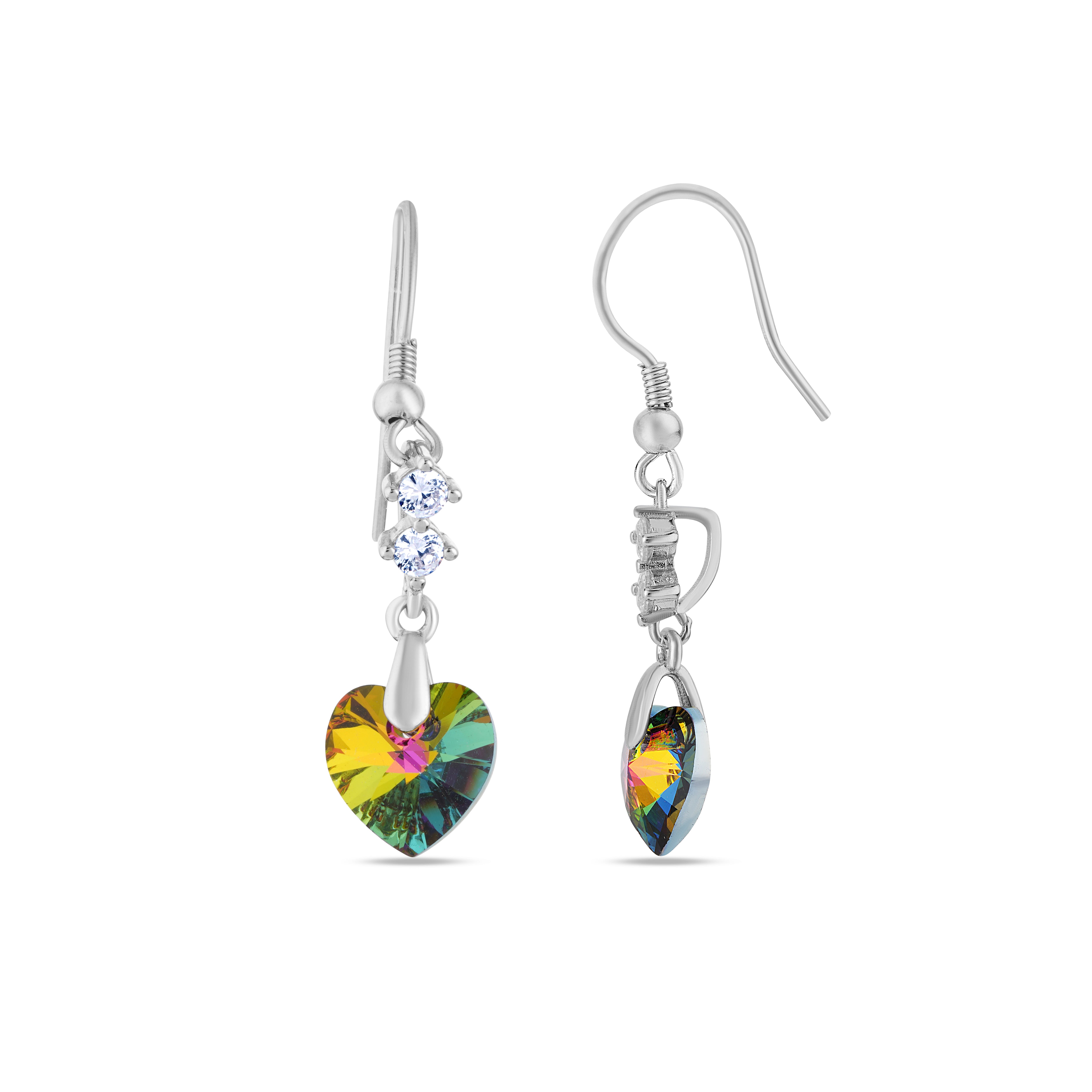 Royal Bloom Heart Drop Sterling Silver Earrings