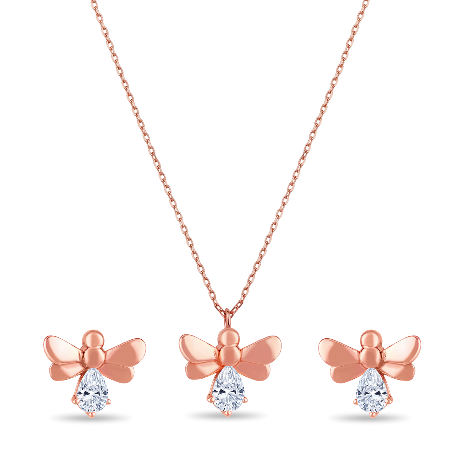 Tiny Butterfly-Shaped Pendant Set