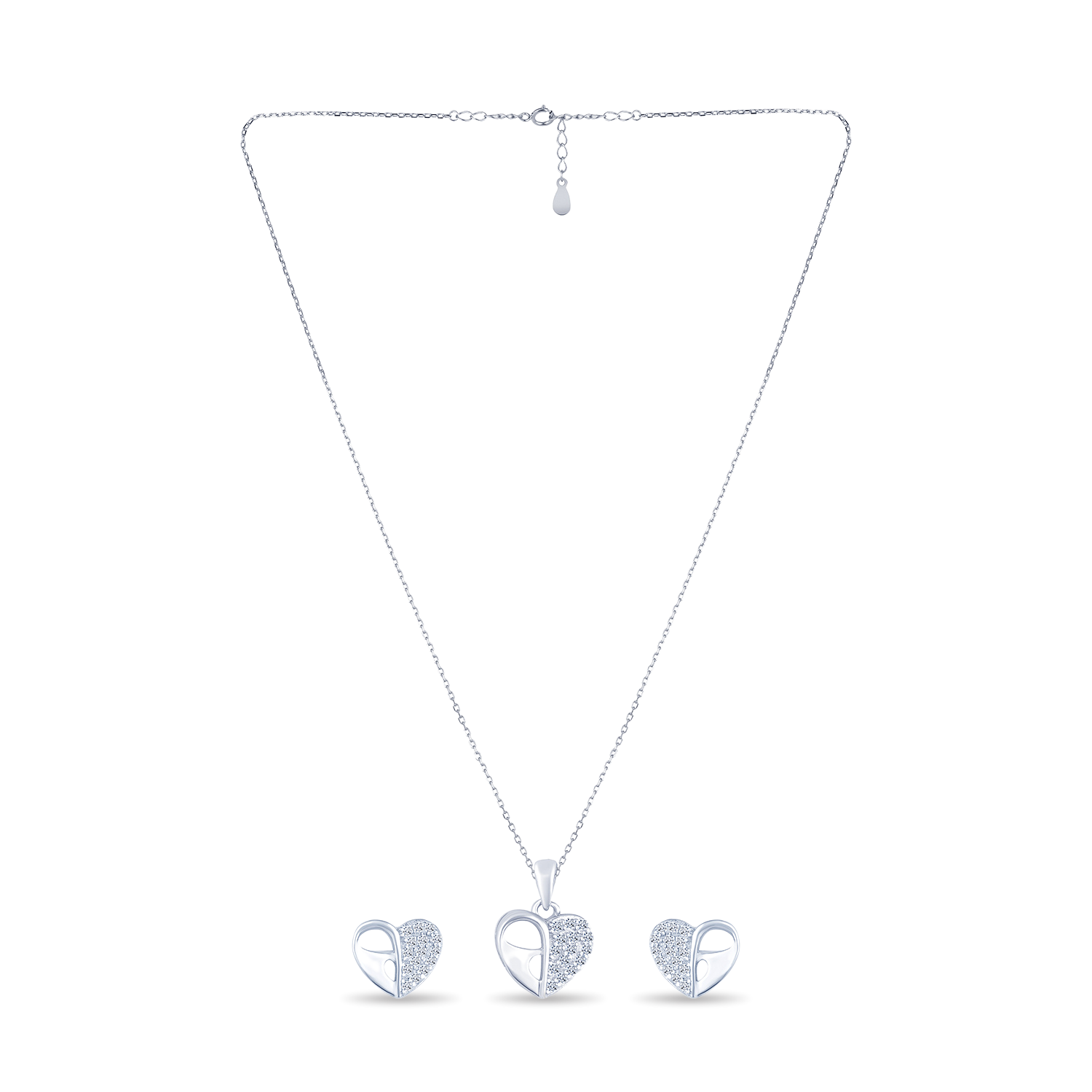 Loving Heart Silver Pendant Set