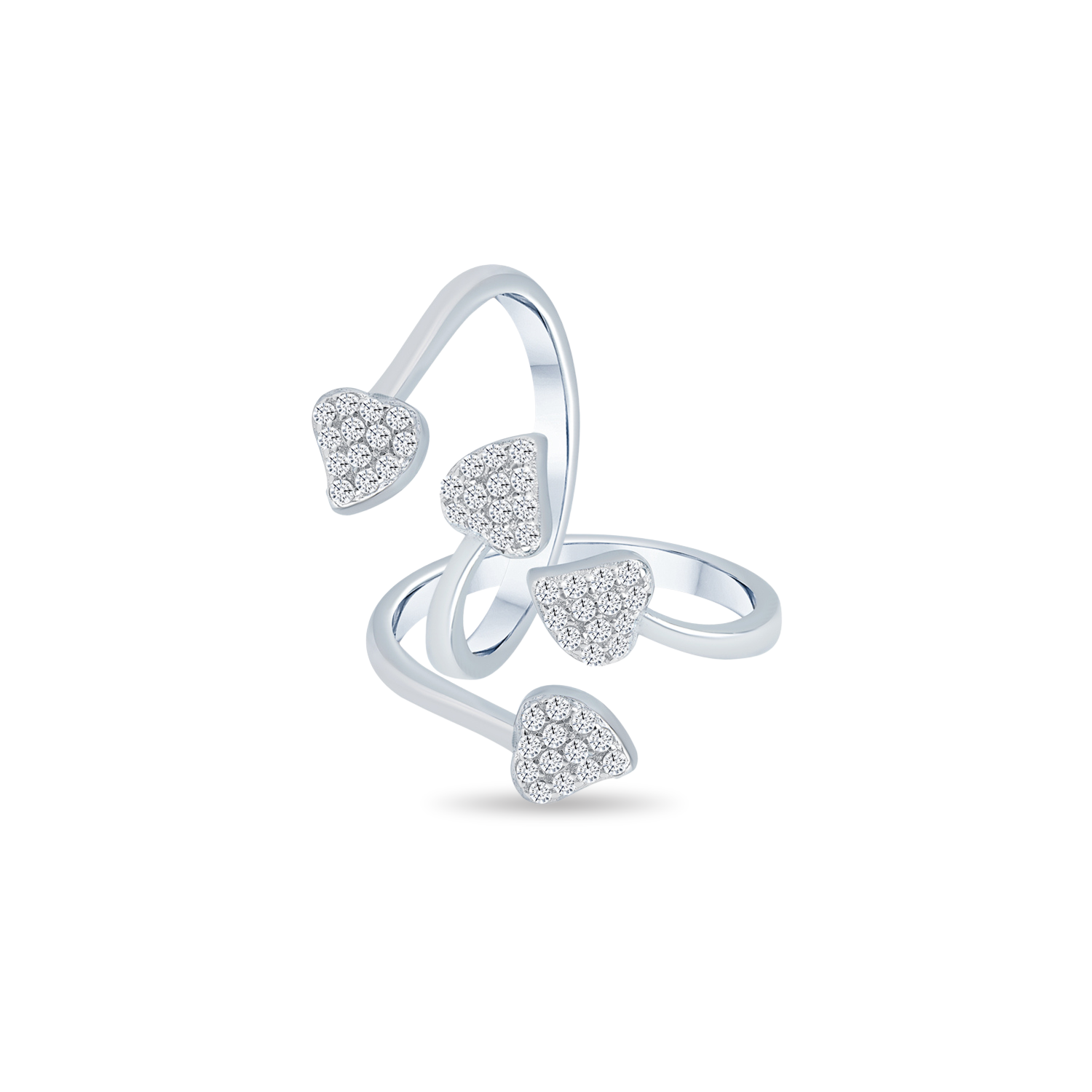 Sterling Silver Pair of Openable Top Dual Heart Toe Rings